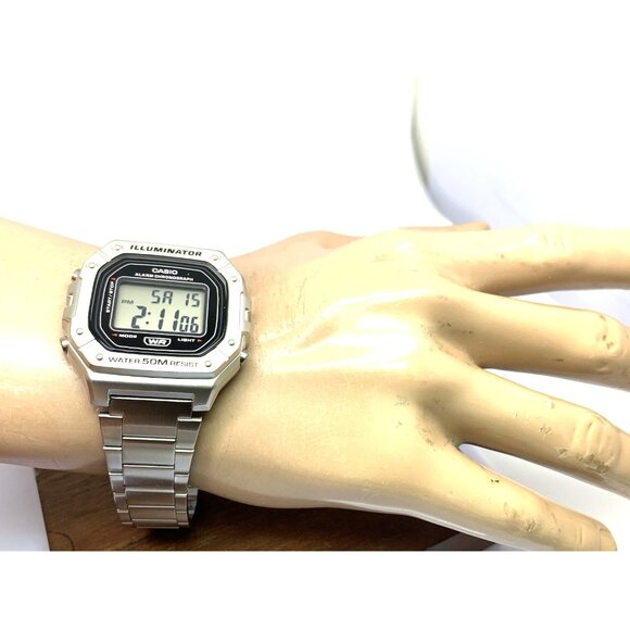 Casio 3224 W-218H Illuminator Digital Watch Mens 42mm Alarm  Casio Men\'s Watch W218HD Illuminator Quartz Digital 42mm Stainless Steel 3224